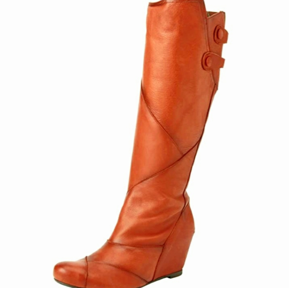 *HOST PICK*MIZ MOOZ ORANGE LEATHER WEDGE BOOT 7.5M